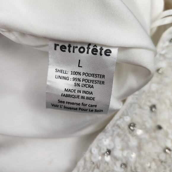 Retrofete Lyra Sequin Pant White Size Large NWT Pockets Wide Leg - Picture 11 of 13